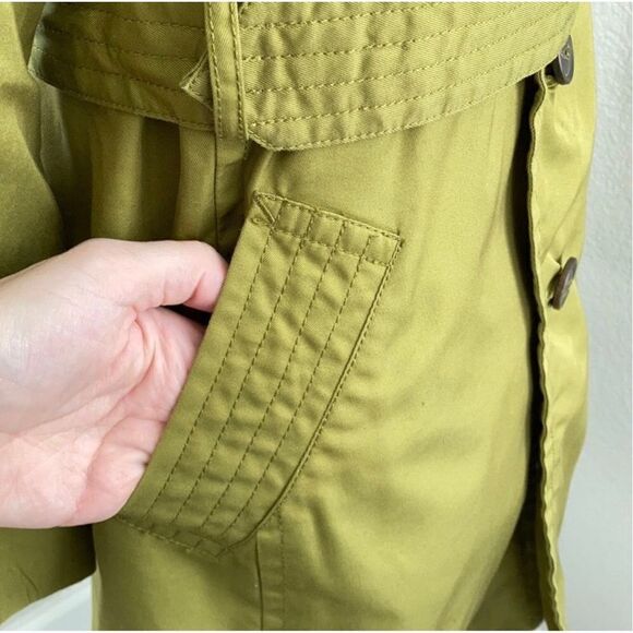 Ropé Picnic Green Belted Trench Coat Size 38/Small - Picture 8 of 10